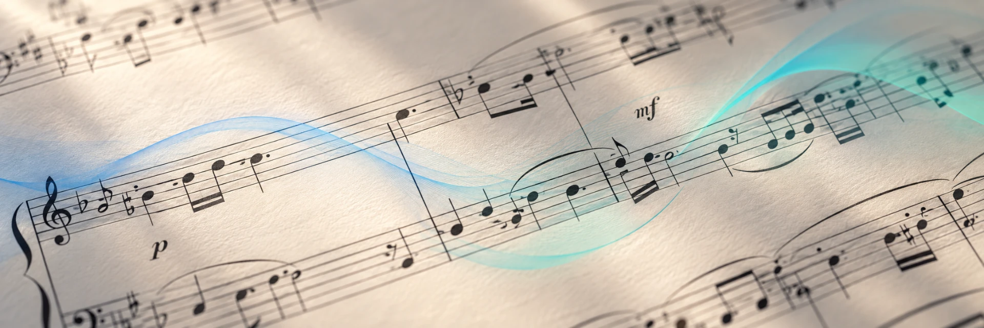 An engraved page of piano sheet music traced by Melodi's progress line